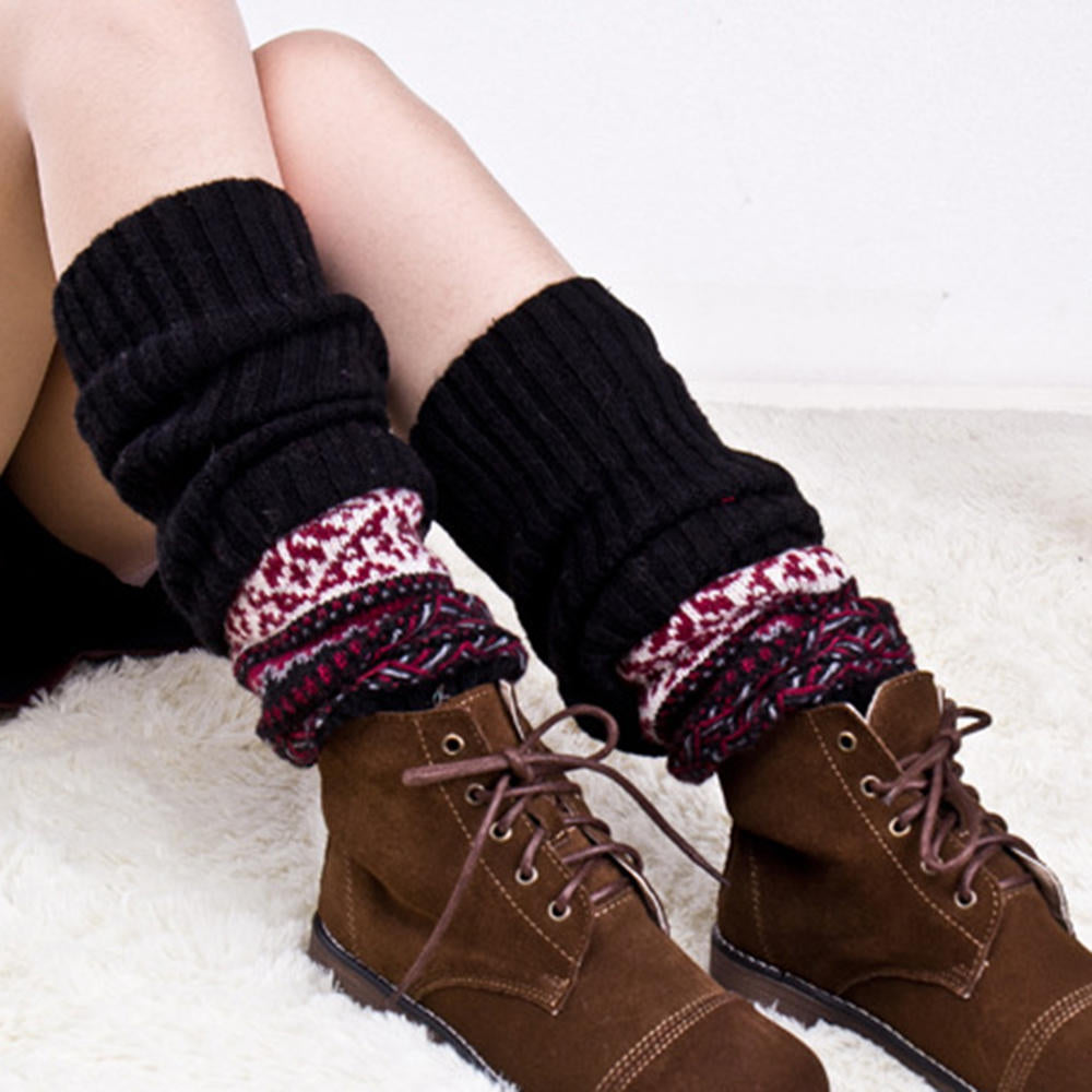 Pile Socks Set Boots Set Vertical Vertical Color Matching Calf Sock Warm Foot Protection Socks