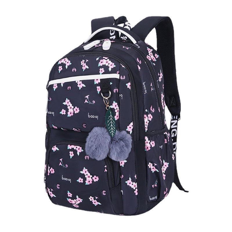 women fluffy ball print anti theft multifunction laptop bag backpack