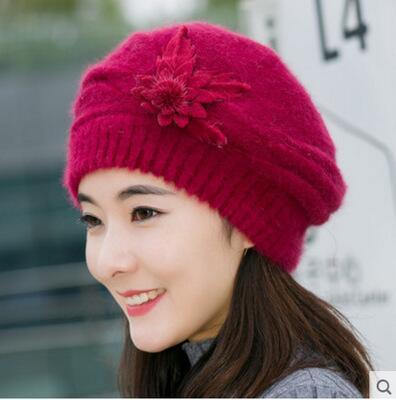 Women's Thick Knitted Fur Hat - Warm Winter Sweater Beanie