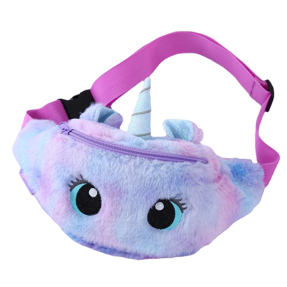 Fashionable Girls' Plush Waist Bag With Cute Unicorn Shape For Phone Coin