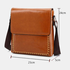 Men PU Leather Waterproof Large Capacity Crossbody Bags Back Anti-theft Pocket Wear-resistant Shoulder Bag