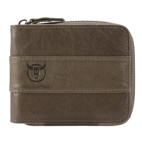 Bullcaptain Genuine Leather Trifold Wallet RFID Antimagnetic Vintage 11 Card Slots Coin Bag Wallet For Men
