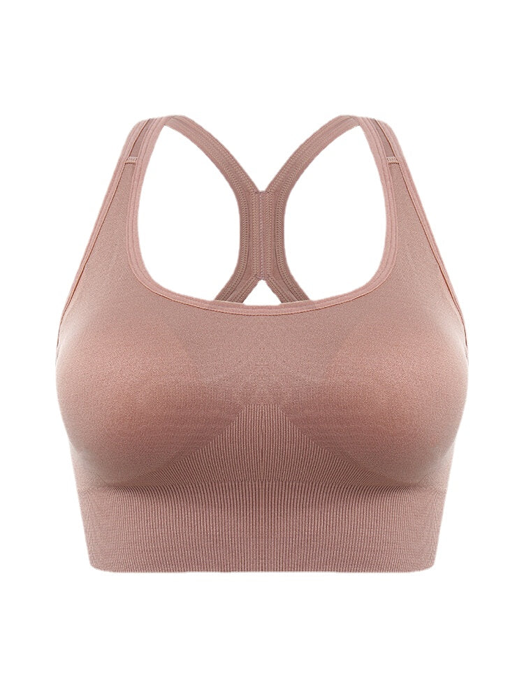 Women Solid Color Seamless Wireless Back Closure Yoga Sport Bra