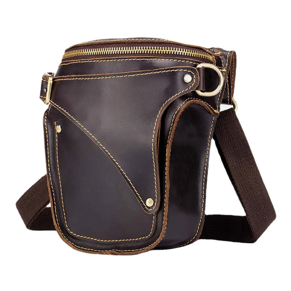 Men's Leather Anti-theft Waterproof Phone Bag, Vintage Crossbody & Waist, Fits 6.5" Devices