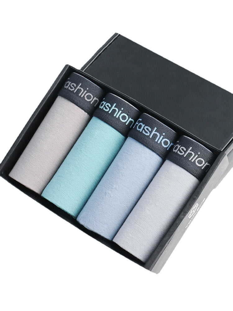 Mens Modal Solid Breathable Thin Slim Wide Elastic Waist U Convex Pouch Boxers