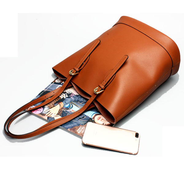 Women Genuine Leather Handbag High End Tote Bag Bucket