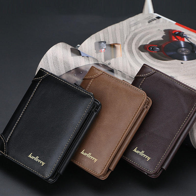 Men Faux Leather Causal Business Zipper Coin Wallet