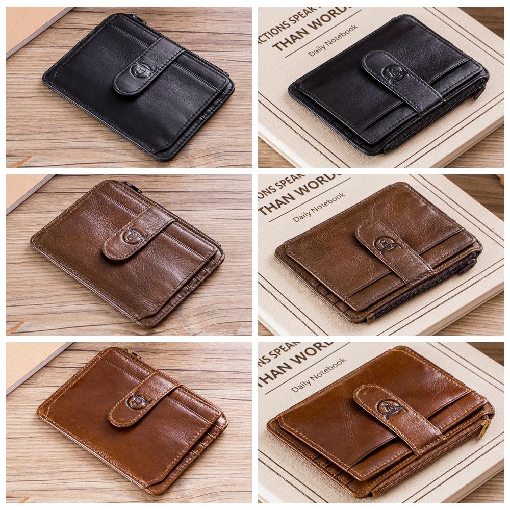 RFID Antimagnetic Bullcaptain Wallet Men Genuine Leather Retro 10 Card Slots Card Holder Coin Bag