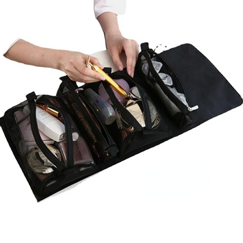 Women Detachable Folding Travel Mesh Toiletry Bag Makeup Bag