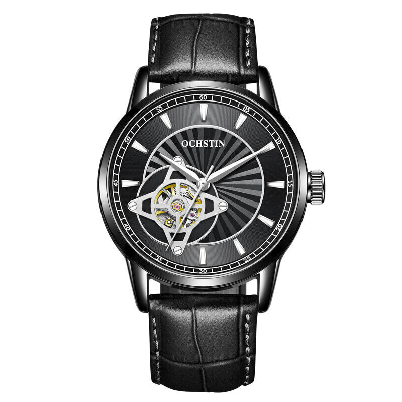 Business Style Genuine Leather Band Men Wrist Watch Ultra Thin Automatic Mechanical Watch