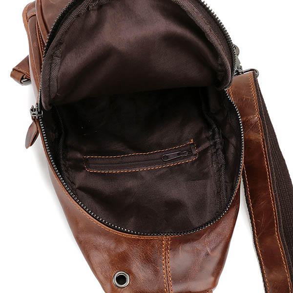 Men Vintage Genuine Leather Retro Crossbody Bag Chest