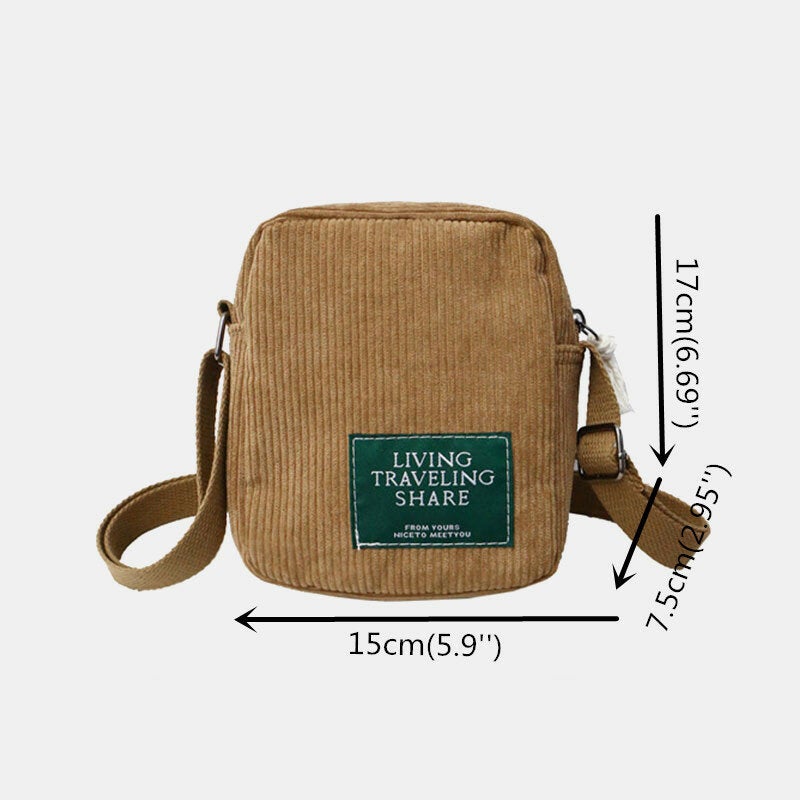 Unisex Corduroy Retro Mini Universal Outdoor Phone Bag Crossbody Shoulder