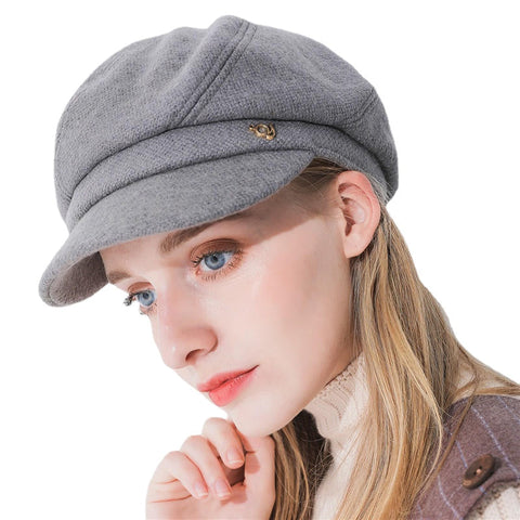 Women Fashion Cotton Plus Velvet Octagon Beret Hat Outdoor Thicken Gatsby Newsboy Caps