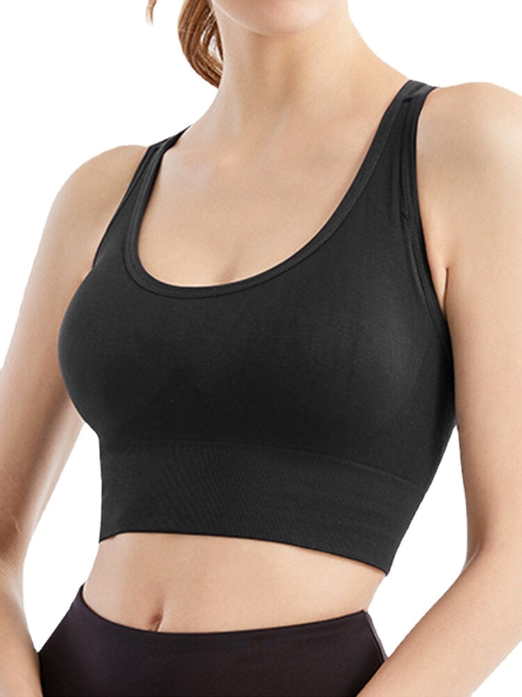 Women Solid Color Seamless Wireless Back Closure Yoga Sport Bra