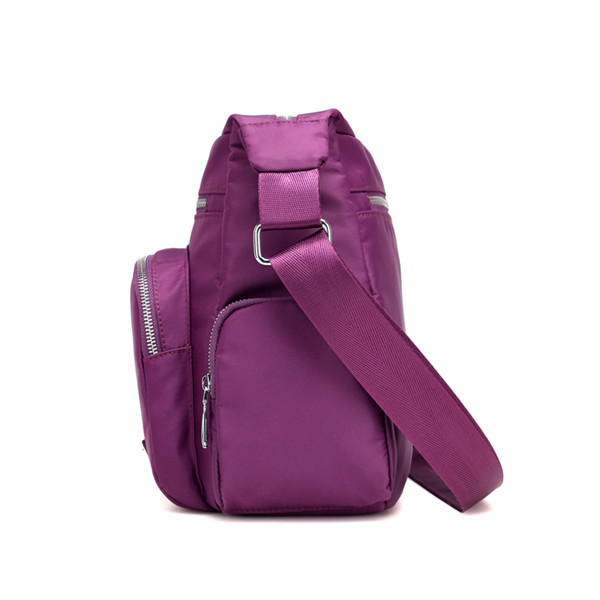 Multilayer Zipper Pockets Nylon Shoulder Bags Outdoor Sports Waterproof Crossbody Messenger Bag