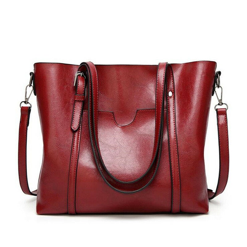 Women Large Retro Handbag Leather Shopping Bag Crossbody Shoulder Tote