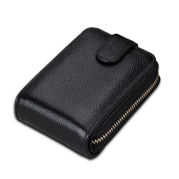 Women Genuine Leather Card Holder Men Portable Short Wallets Purse Zipper Case