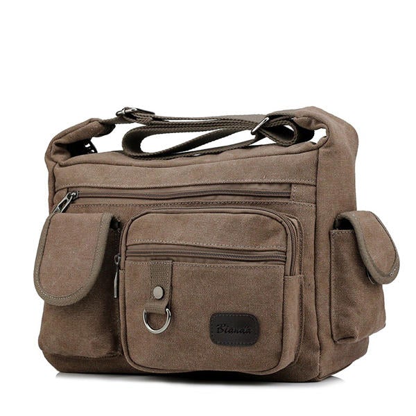 Large Capacity Men Casual Canvas Shoulder Messenger Bag Travel Crossbody