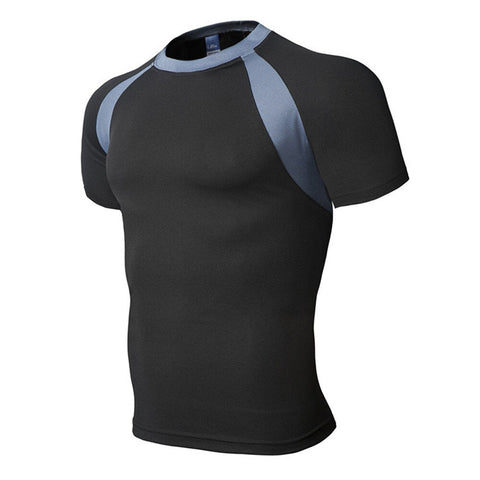 Men's Running Fitness Slim Quick-drying T-shirt Breathable Color Block Short Sleeve Tops