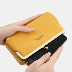 Women 8 Card Slots 6.5 Inch Phone Holder Solid Phone Bag Wallet