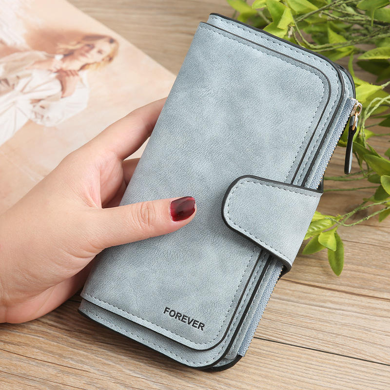 Women Trifold Dull Polish Faux Leather Long Wallet Card Holder Purse Clutches Bags