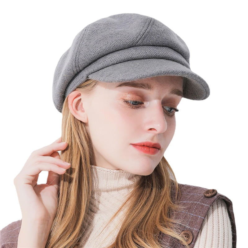 Women Fashion Cotton Plus Velvet Octagon Beret Hat Outdoor Thicken Gatsby Newsboy Caps