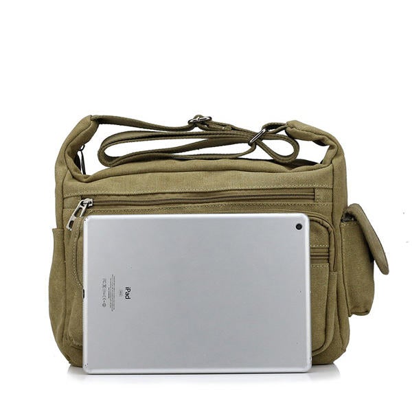 Large Capacity Men Casual Canvas Shoulder Messenger Bag Travel Crossbody