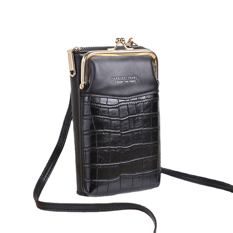 Women Large Capacity Zipper Wallet Portable 6.5 Inch Phone Shoulder Crossbody Bag