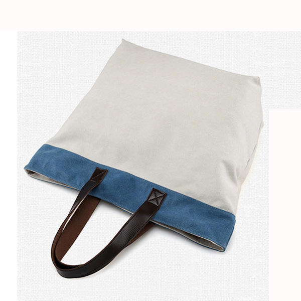 Women Canvas Hit Color Tote Bag Casual Handbag Shoulder