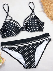 Women's Swimwear Bikini Normal Swimsuit 2 Piece Printing Polka Dot Black Bathing Suits Sports Summer