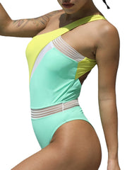Contrast Color Hollow Out One Piece Beach Swimsuits With Pad
