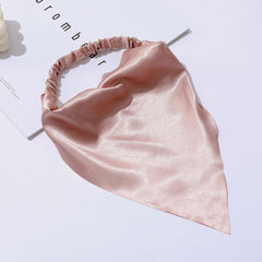 Women Chiffon Solid Color Elastic Wild Triangle Scarf Headband Headscarf Headwear