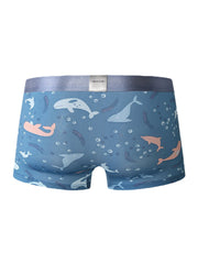 Mens Funny Cartoon Print Breathable Skinny Fit Thin U Convex Pouch Boxers