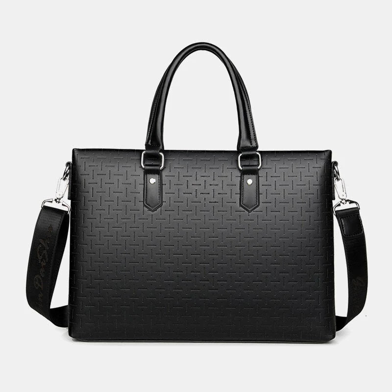 Men's Vintage Waterproof 15.6" Laptop Bag - Multifunction PU Leather Briefcase & Shoulder Bag