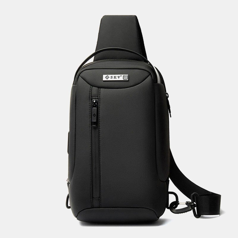 Men Fashion USB Charging Design Breathable Chest Bag Casual Travel Back Anti-theft Phone Pocket Crossbody Shoulder