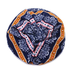 Women Flowers Printing Cotton Cap Casual Warm Bonnet Hat Double Use Collar Scarf