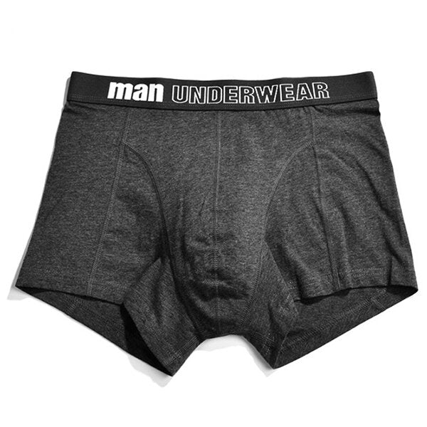 Mens Cotton Breathable Casual U Convex Underwear Pure Color Mid Rise Boxers