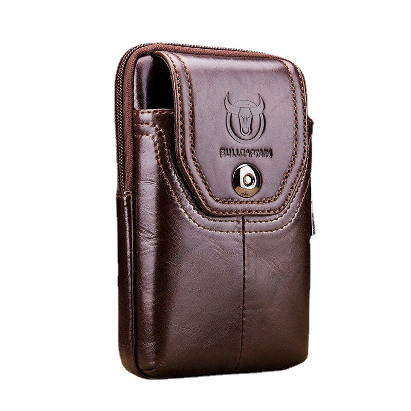 Men Genuine Leather 5.5 inch Phone Bag Waist Bag Business