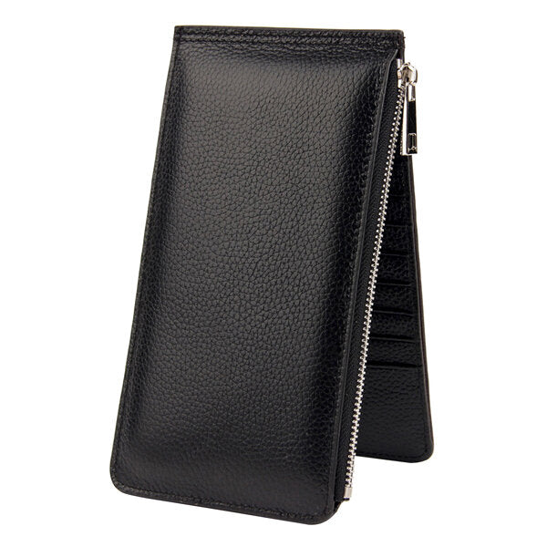 Men Women RFID Genuine Leather Long Wallet Credit Card Holder Zipper