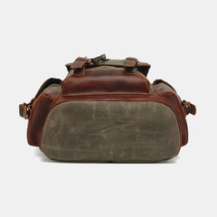 Men Vintage Canvas Leather Wear-resistant Anti-theft Waterproof Backpack Leisure Travel Bag