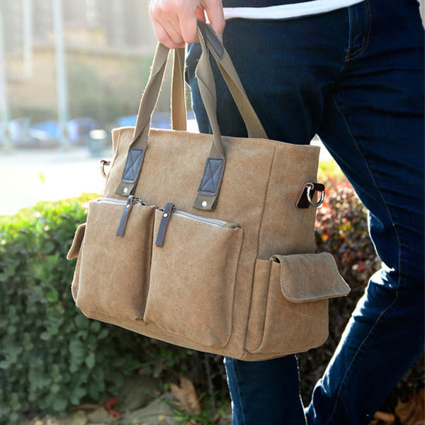 Men's Large Capacity Canvas Crossbody Bag for Outdoor Travel