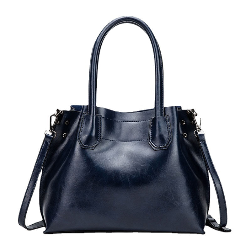 Women Large Capacity Oil Wax Handbag Crossbody Bag Shoulder Bag