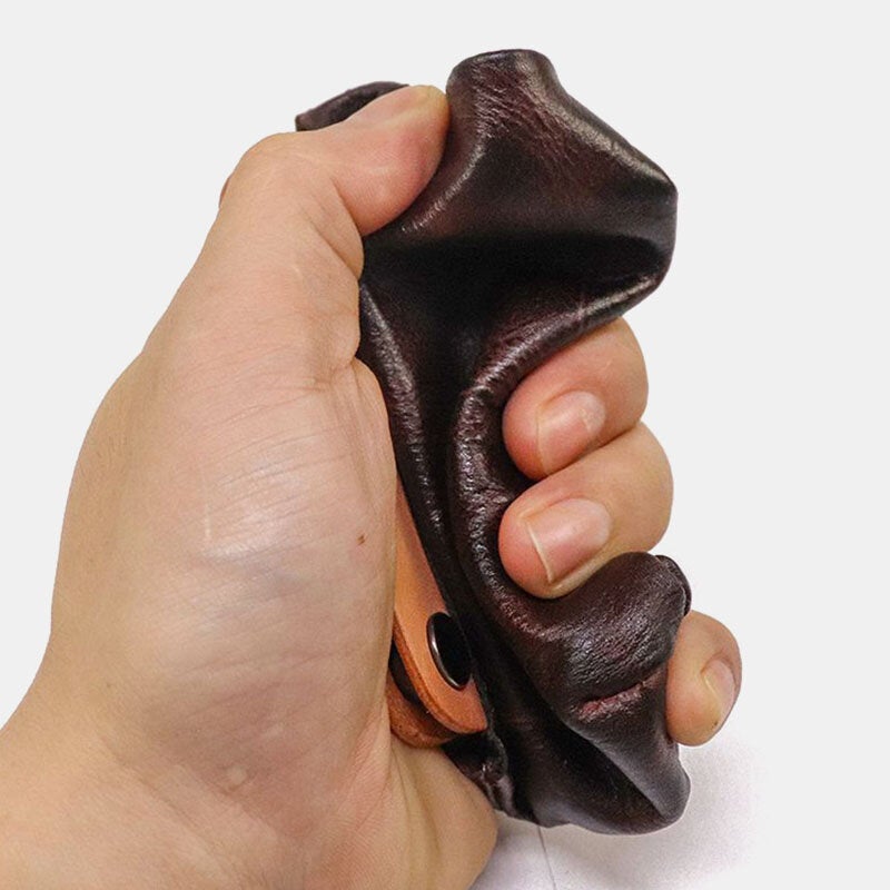 Unisex Vegetable Tanned Leather Wallet  Retro Color Matching Cowhide Coin Purse Card Holder Money Clip