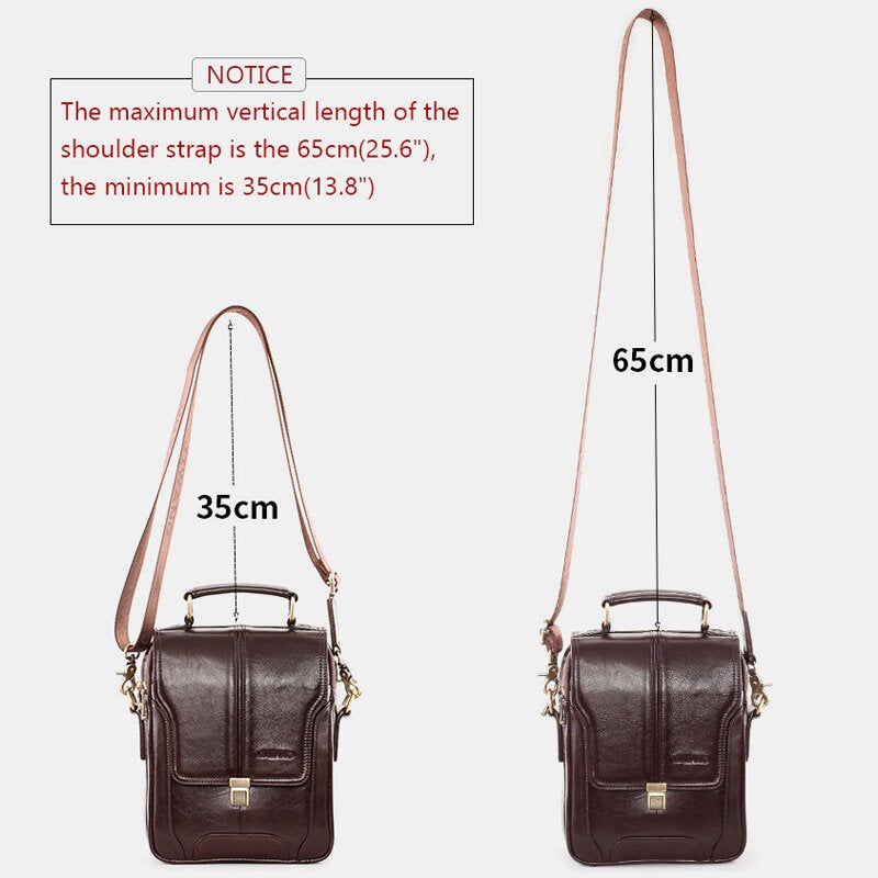 Men Vintage Cowhide Double Zipper Pocket Large Capacity Crossbody Bag Outdoor Travel Multifunction Shoulder