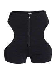 Women Zip Front Cut Out Breathable Hip Lift High Waist Panty Body Shaper Shapewear