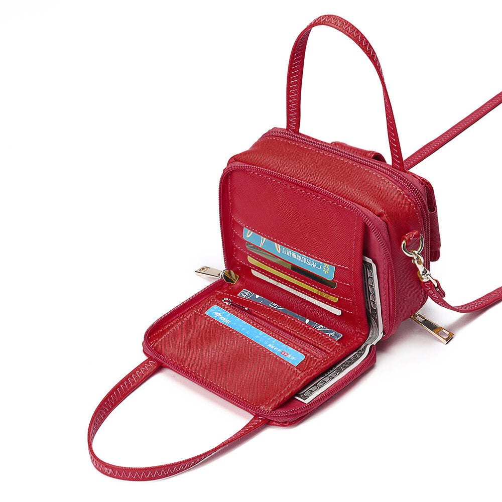 Women Square 6 Card Holders Phone Bag Lightweight Multi-Pocket Crossbody