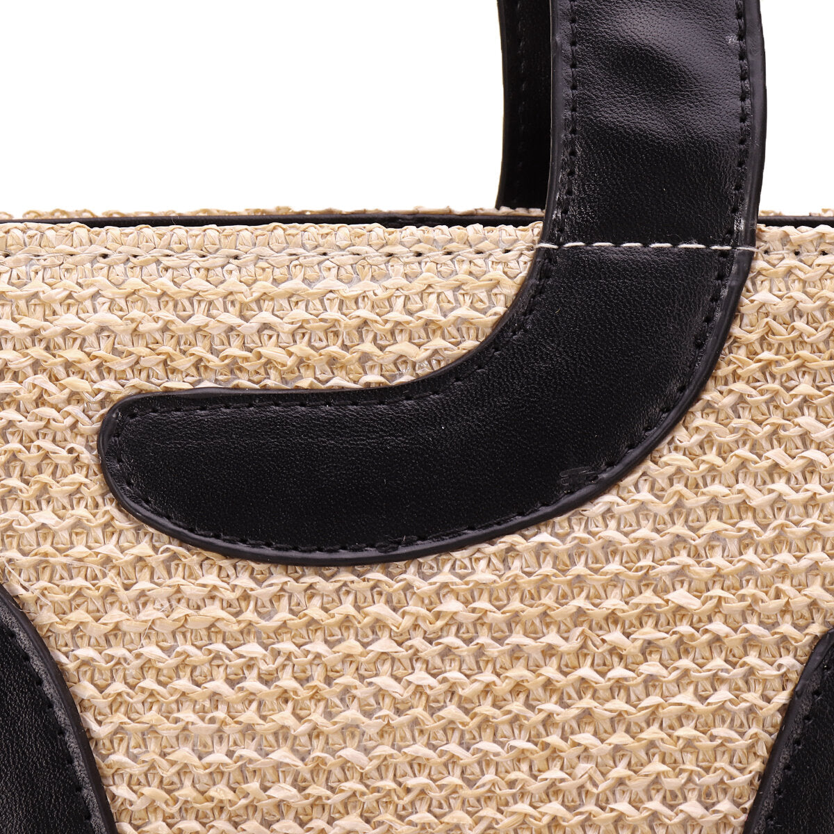 Women Straw Artificial Leather Cat Patch Crossbody Bag Large Capacity Versatile Beach Shoulder Handbag