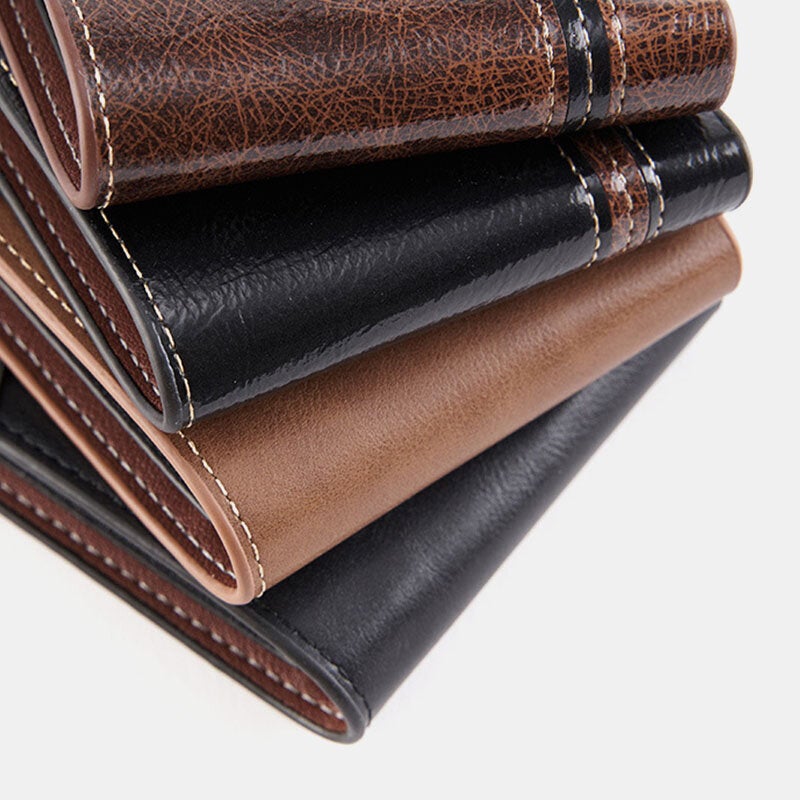 Men Vintage RFID Antimagnetic Faux Fur Patchwork Money Clips Multi-card Slots Wallet