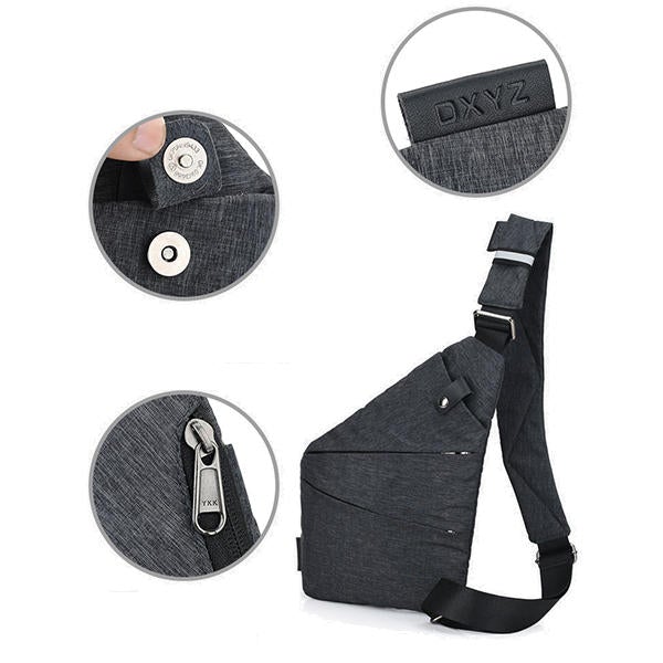 Men Hidden Crossbody Shoulder Bag Anti Theft Messenger Bag Motorcycle Chest Pack