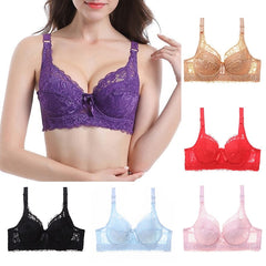 Women's Push Up Bras 3,4 Cup Lace Pure Color Hook & Eye Daily Wear POLY 1PC White Black,Plus Size